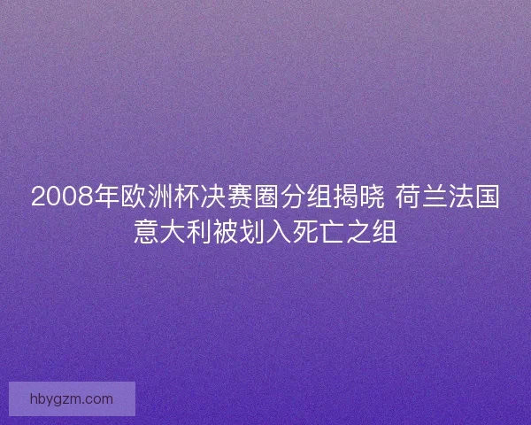 2008年欧洲杯决赛圈分组揭晓 荷兰法国意大利被划入死亡之组