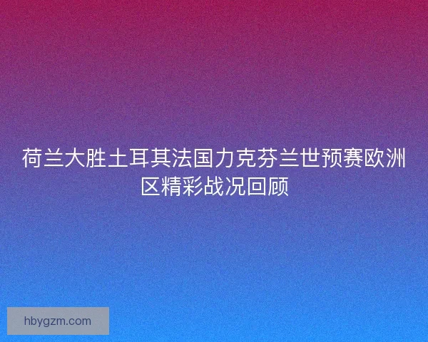 荷兰大胜土耳其法国力克芬兰世预赛欧洲区精彩战况回顾