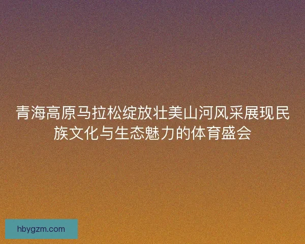 青海高原马拉松绽放壮美山河风采展现民族文化与生态魅力的体育盛会