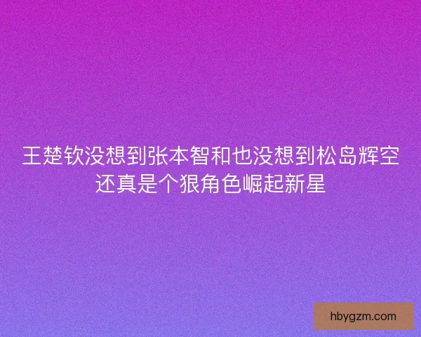 王楚钦没想到张本智和也没想到松岛辉空还真是个狠角色崛起新星