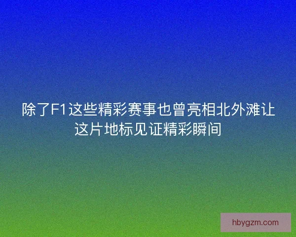除了F1这些精彩赛事也曾亮相北外滩让这片地标见证精彩瞬间