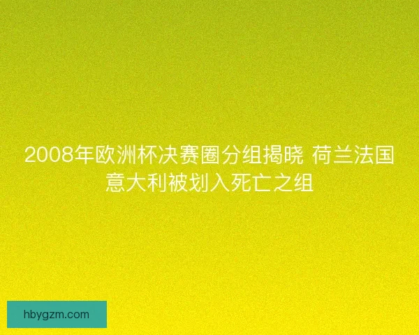 2008年欧洲杯决赛圈分组揭晓 荷兰法国意大利被划入死亡之组